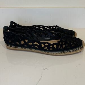 Via Spiga Bellerose Black Laser Cut Flat Womens 8